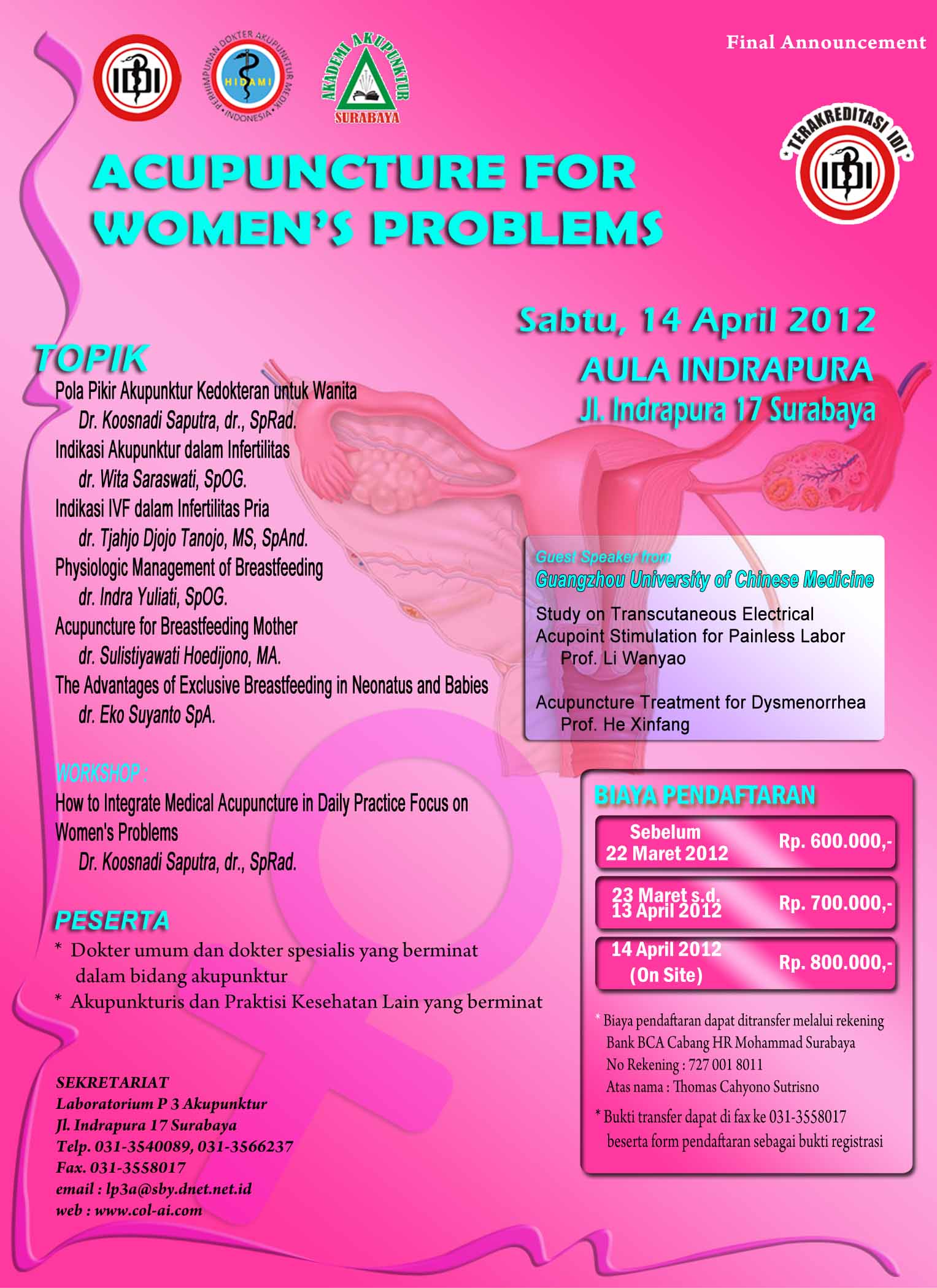 Seminar dan Workshop Acupuncture for Woman Problem